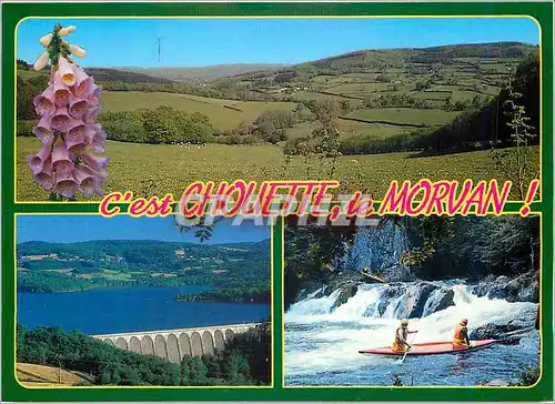 Cartes postales moderne En Morvan Bocage Morvandiau Lac de Pannesiere Saut de la Truite Bateau Canoe