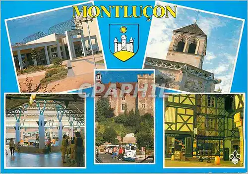 Cartes postales moderne Montlucon (Allier) Centre Commercial Saint Jacques Eglise Sainte Madeleine Train