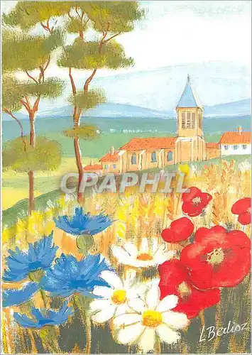 Cartes postales moderne Eflise Fleurs Bleu Blanc Rouge
