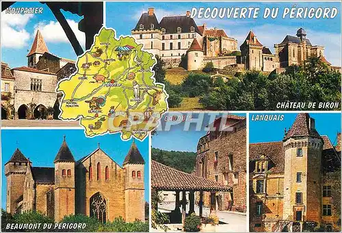 Cartes postales moderne Decouverte du Perigord Bastide de Monpazier Chateau de Biron Eglise de Beaumont Abbaye de Cadoui