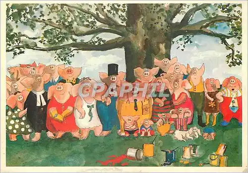 Cartes postales moderne Le Mariage de Cochonnet Illustration de Helme Heine Maintenant toute la Noce etait Habillee et P