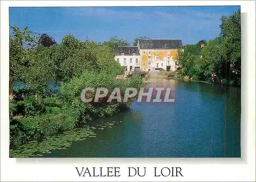 Moderne Karte Vaas (Sarthe) Vallee du Loir Un moulin sur le Loir