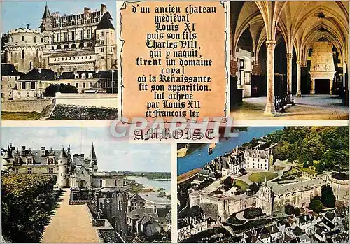 Moderne Karte Amboise Le Chateau Salle des Etats Tours des Cavaliers Vue aerienne