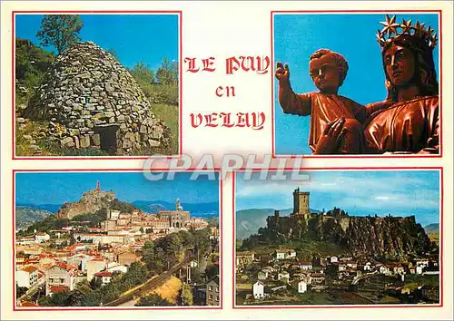 Moderne Karte Le Puy en Velay (Haute Loire) Altitude 630 m Vue Generale Statue Notre Dame de France