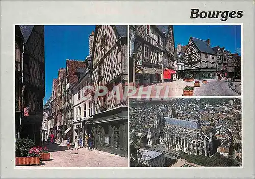 Moderne Karte Bourges (Cher) La rue Mirabeau La Place Gordaine La Cathedrale