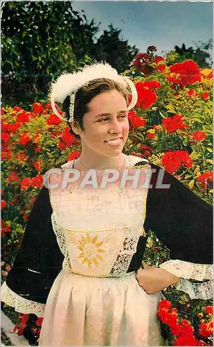 Moderne Karte Jeune fille en Costume de Chateaulin Folklore