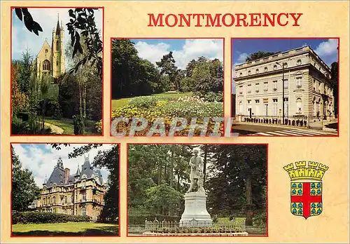Cartes postales moderne Montmorency L'Eglise St Martin Le Parc L'Hotel de Ville Le Chateau du Duc de Dino