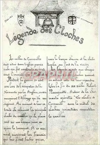Cartes postales moderne Legende des Cloches Souvenir du Carillon Hotel des cloches a Corneville sur Risle Eure