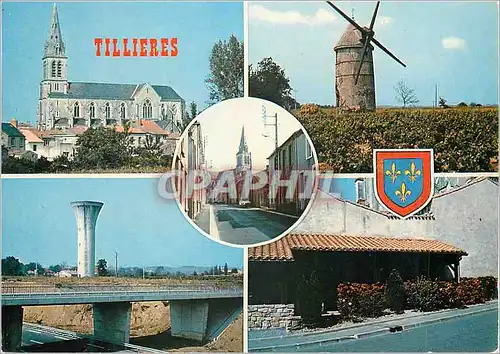 Cartes postales moderne Tillieres (Maine et Loire) L'Eglise Le Moulin La Rue principale La Voie Rapide Nantes