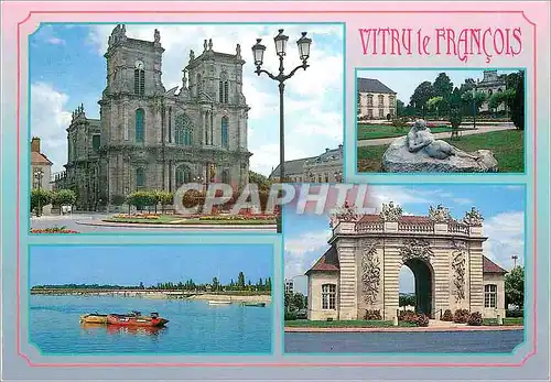 Cartes postales moderne Vitry Le Francois (Marne) Eglise Notre Dame Jardin de l'Hotel de Ville Lac du Der Porte au Pont
