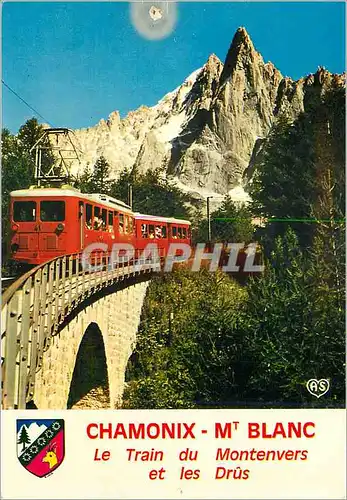 Moderne Karte Chamonix Mont Blanc Le Petit Train qui Monte de Chamonix en Mer de Glace Funiculaire