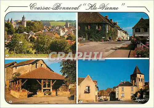 Cartes postales moderne Coussac Bonneval Hte Vienne Vue Generale Rue principale Vieux Lavoir L'Eglise et la Poste