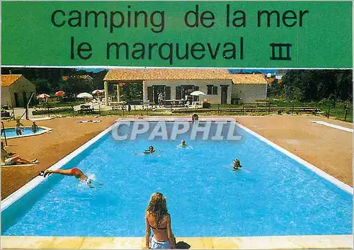 Moderne Karte Les Moutiers en Rets (Loire Atlantique) Camping de la Mer Le Marqueval III La Piscine