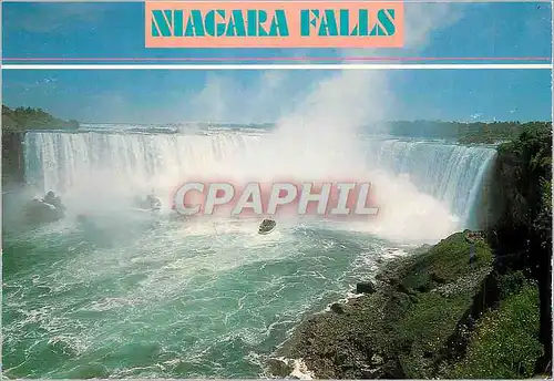 Moderne Karte Niagara Falls New York The Horseshoe Falls or the Canadian Falls with the Maid of the Mist Boat