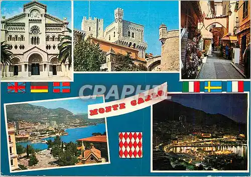 Cartes postales moderne Monte Carlo La Cathedrale Le Plais Princier et le Rocher Ruelle Caracteristique