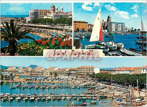 Cartes postales moderne Saint Raphael La Cote d'Azur la Plage Le Port Le Port et Frejus Plage Bateaux