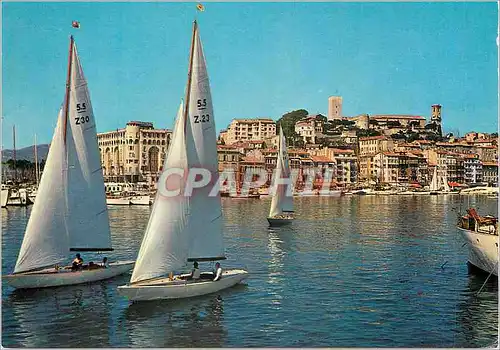 Moderne Karte Cannes (A M) Les Sites Merveilleux de la Cote d'Azur Le Depart des Regates Bateaux