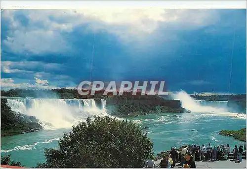 Moderne Karte Niagara Falls Canada Les Chutes l'Americaine et la Canadienne de Fer a Cheval vues depuis le Que