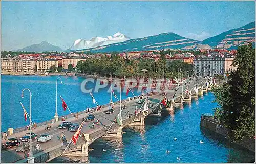 Cartes postales moderne Geneve Le Pont du Mont Blanc Le Seleve et le Mont Blanc (4807 m)