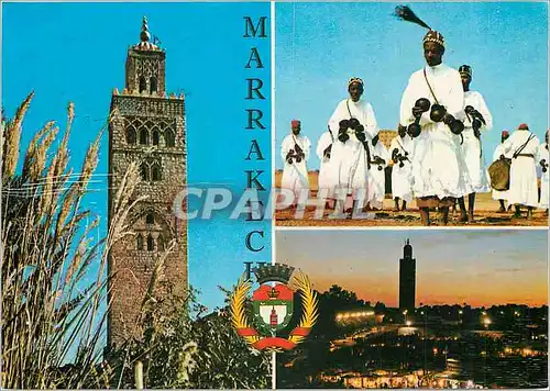 Cartes postales moderne Marrakech Maroc La Koutoubia La Place Djemaa el Fna La Danse des Gnaouas