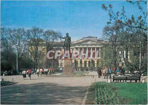 Moderne Karte Leningrad The Russian Museum and Statue of Alexander Pushkin
