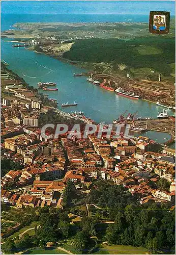 Moderne Karte Aviles (Asturias) Vue aerienne Bateaux