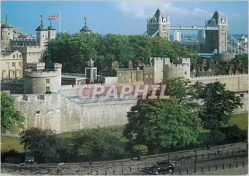 Moderne Karte Tower of London The Tower and Tower Bridge from the north West