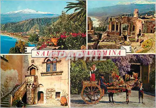 Cartes postales moderne Saluti da Taormina Caleche Cheval Folklore