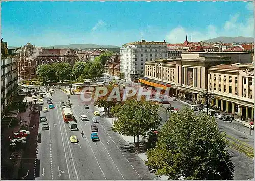 Cartes postales moderne Geneve Place et Gare