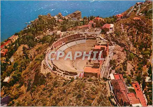 Moderne Karte Taormina dall'Aereo Vue aerienne Theatre Grec