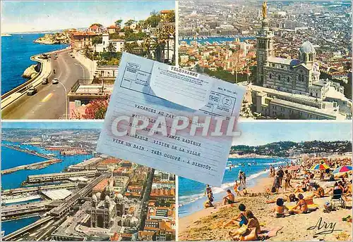 Cartes postales moderne Marseille Promenade de la Corniche Notre Dame de la Corniche Notre Dame de la Garde La Cathedral