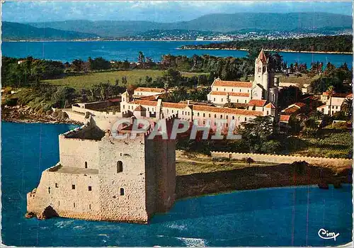 Moderne Karte Ile St Honorat (A Mar) La Cote d'Azur Vue aerienne Le Monastere (dans le fond Cannes et la Bosca