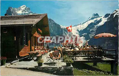 Moderne Karte Grindelwald Bort (1570 m) Wetterhorn Oberer Grindelwaldgletscher Schreckhorner