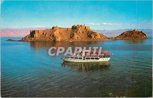 Moderne Karte The Coral Island (Jizirat Faraoun) Gulf of Eilat with the Sea Princess Tourning Boat Bateau
