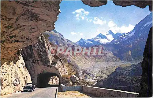 Moderne Karte Sustenstrasse Blick auf Steinalp und PaBhohe