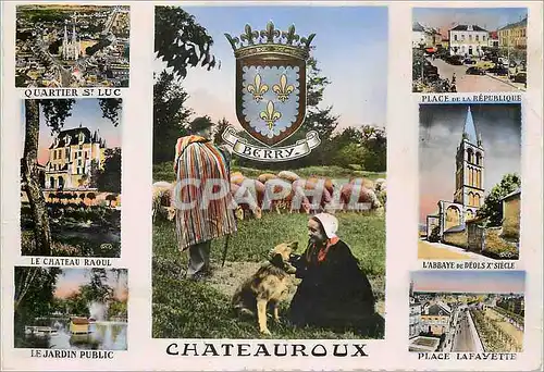 Cartes postales moderne Chateauroux Indre Berger Moutons Quartier St Luc Le ch�teau Raoul Le jardin public Place de la R