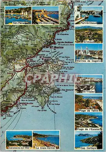 Cartes postales moderne De Sainte Maxime a Cavalaire (d'apres la Carte Michelin) San Peire Ste Maxime Port Grimaud Marin
