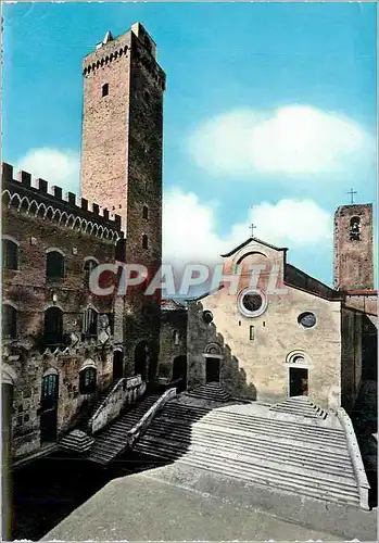 Moderne Karte Gimignano Place du Dome et Hotel de Ville