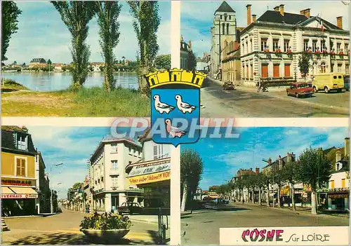 Moderne Karte Cosne sur Loire (Nievre) Les Bords de la Loire L'Hotel de Ville Rue de 14 Juillet