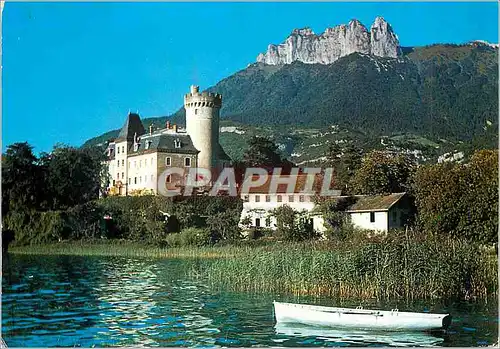 Moderne Karte Lac d'Annecy Le Chateau de Duingt et les Dents de Lanfon