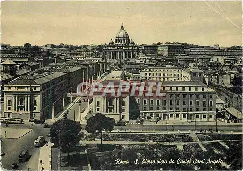 Moderne Karte Roma Basilique de S Pierre vue du Chateau S Angelo