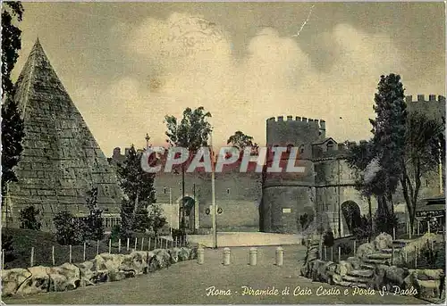 Moderne Karte Roma Piramide de Caio Cestio et Porte St Paul