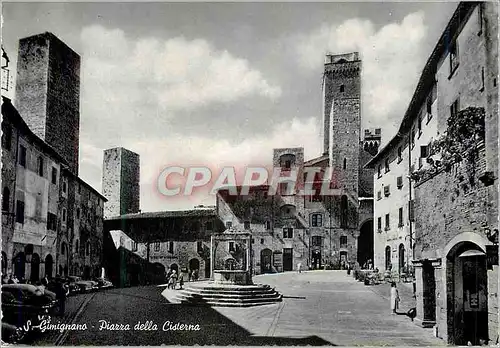 Moderne Karte Citta di S Gimignano (Siena) Piarra della Cisterna Place de la Citerne