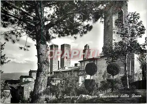 Moderne Karte Citta di S Gimignano (Siena) Panoramico dalla Rocca