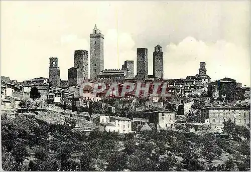 Moderne Karte Citta di S Gimignano (Siena) Panorama da merrogiorno