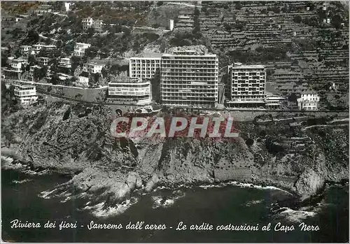 Moderne Karte Riviera dei Fiori Sanremo dall'aereo Le ardite costruzioni al Capo Nero Saremo vu de l'avion Les