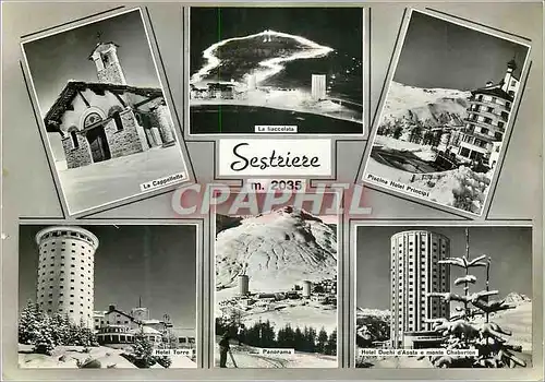 Moderne Karte Sestriere vue panoramique