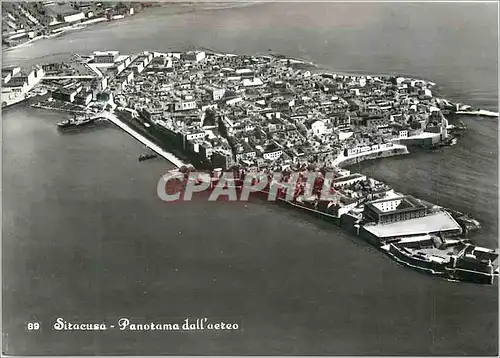 Moderne Karte Siracusa Panorama dall aereo Panorama vue de l'aeroplane