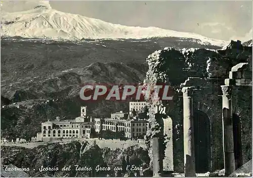 Moderne Karte Taormina Scorcio del Teatro Greo con l'Etna