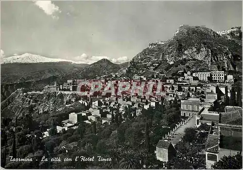 Moderne Karte Taormina La Citta con l'Hotel Timeo La ville avec l'hotel Timeo